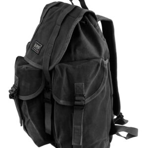 KAMP NEW YORK Campus II Canvas Backpack, Lightweight & Casual Daypack for Travel, Outdoors (Black)