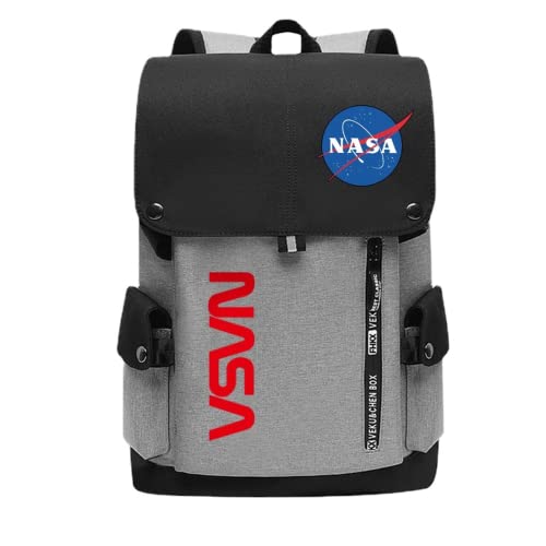 MOUNSHET NASA backpack logo astronaut USB charging multifunctional leisure bag unisex travel bag large capacity laptop bag (B,18.5X11.8X5.1in)