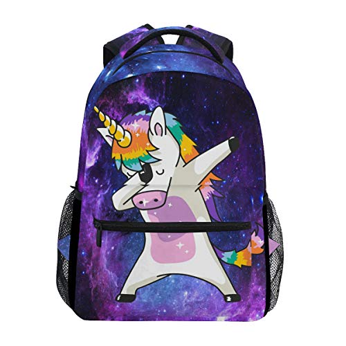 Dabbing Unicorn Backpack for Girls Boys Nebula Galaxy Kids School Book Bag Cool Stars Student Laptop Backpacks Casual Durable Lightweight Travel Sports Day Pack Carrying Bags