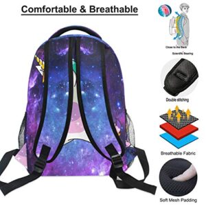 Dabbing Unicorn Backpack for Girls Boys Nebula Galaxy Kids School Book Bag Cool Stars Student Laptop Backpacks Casual Durable Lightweight Travel Sports Day Pack Carrying Bags