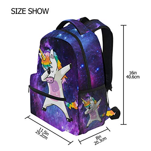 Dabbing Unicorn Backpack for Girls Boys Nebula Galaxy Kids School Book Bag Cool Stars Student Laptop Backpacks Casual Durable Lightweight Travel Sports Day Pack Carrying Bags