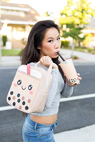 Boba Premium Faux-Leather Backpack, Crossbody, or Purse (Milk Tea)