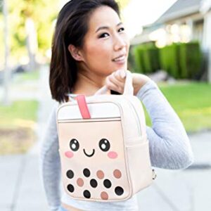 Boba Premium Faux-Leather Backpack, Crossbody, or Purse (Milk Tea)