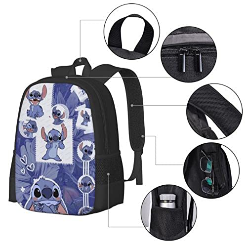 ohlcgin Sti.tch Backpack School Backpack For Girls Anime Girls Backpack Unisex Cartoon Backpack For Teenagers Boys Backpack Casual Daypack Travel Backpack Teen Bookbags Durable Backpacks, 17inch