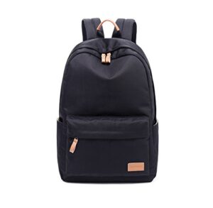 joymoze classical pure color waterproof school backpack for teenagers casual bag black