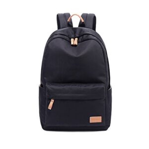 Joymoze Classical Pure Color Waterproof School Backpack for teenagers Casual Bag Black