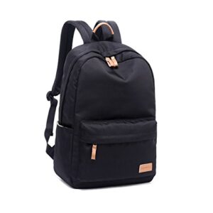 Joymoze Classical Pure Color Waterproof School Backpack for teenagers Casual Bag Black