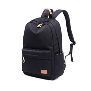 Joymoze Classical Pure Color Waterproof School Backpack for teenagers Casual Bag Black