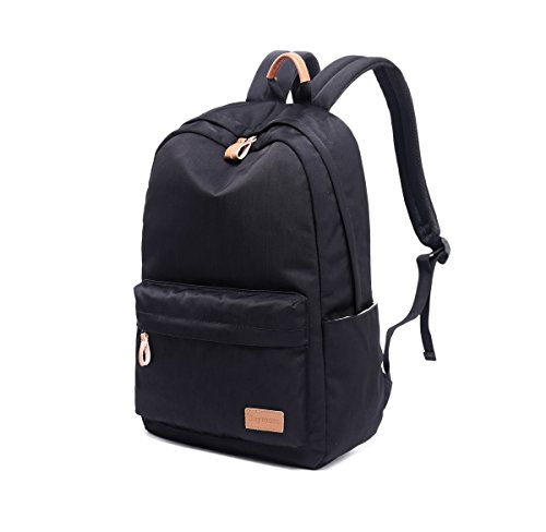 Joymoze Classical Pure Color Waterproof School Backpack for teenagers Casual Bag Black