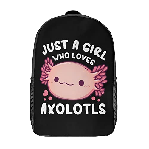 Axolotl Backpack, Waterproof Bookbag for Boys Girls Back to School 17 Inch