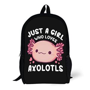 Axolotl Backpack, Waterproof Bookbag for Boys Girls Back to School 17 Inch