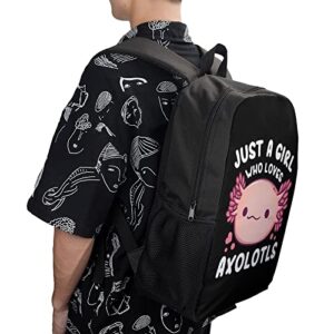 Axolotl Backpack, Waterproof Bookbag for Boys Girls Back to School 17 Inch