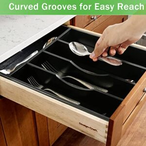 Greenual Black Silverware Organizer 10 In Utensil Organizer Silverware Tray for Drawer Cutlery Flatware Organizer for Kitchen Bamboo Wood