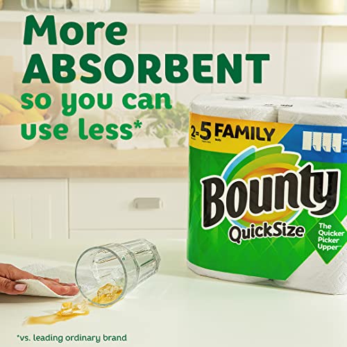 Bounty Quick Size Paper Towels, White, 8 Family Rolls = 20 Regular Rolls (Packaging May Vary)