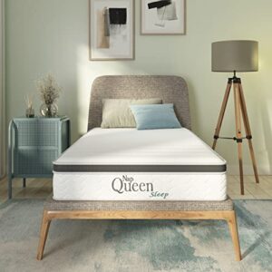 napqueen 8 inch maxima hybrid mattress, twin size, cooling gel infused memory foam and innerspring mattress, bed in a box