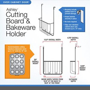 Spectrum Diversified Ashley Board & Bakeware Holder No-Installation Cupboard Cookie Sheet, Cutting Board Organizer for Cabinet, Baking Accessory Storage, Large, Satin Nickel