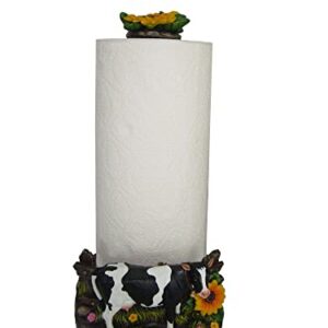 DWK Farmhouse Cow Paper Towel Holder Decorative Farm Kitchen Countertop Towel Dispenser Stand - 15"