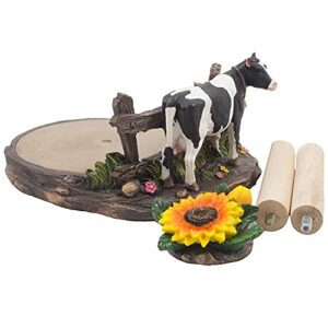 DWK Farmhouse Cow Paper Towel Holder Decorative Farm Kitchen Countertop Towel Dispenser Stand - 15"