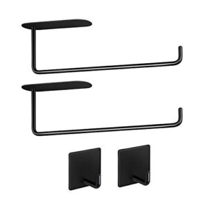 paper towel holder – self adhesive paper towel rack under cabinet mount sus304 stainless steel for kitchen bathroom large roll paper, 4 piece (matte black)