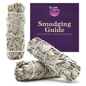 purple canyon white sage bundles – (3 pack) – sage smudge stick for home cleansing incense healing meditation and california smudge sticks rituals (4 inch)