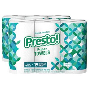 amazon brand – presto! flex-a-size paper towels, 158-sheet huge roll, 6 count (pack of 2), 12 huge rolls = 38 regular rolls