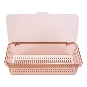 topbathy flatware plastic tray with lid kitchen cutlery and utensil drawer organizer silverware countertop storage container (brown)