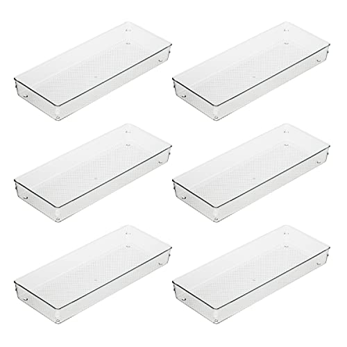 Oggi Clear Drawer Organizer - 6" X 15" (Set of 6) - Ideal for Organizing Kitchen Drawers, Office, Desk, Silverware, Kitchen Utensils, Cosmetics and Bathrooms