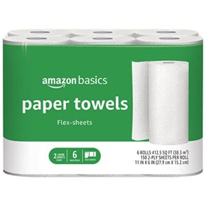 Amazon Basics 2-Ply Paper Towels, Flex-Sheets, 6 Rolls (Pack of 2), 12 Value Rolls total (Previously Solimo)