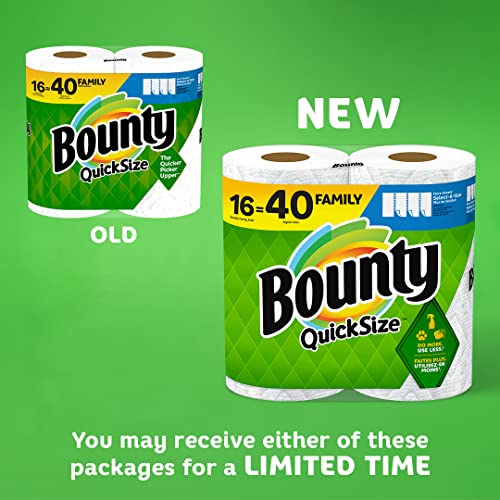 Bounty Quick-Size Paper Towels, White, 12 Family Rolls = 30 Regular Rolls (Packaging May Vary)