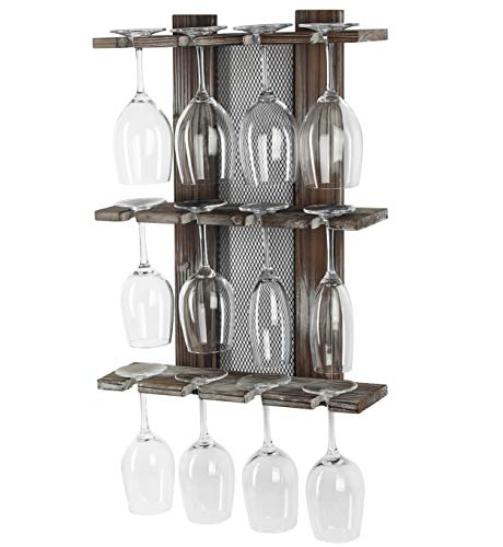 J JACKCUBE DESIGN Wine Glass Rack Wall Mounted, 12 Glassware Holder Rack Stemware Display Drying Storage For Kitchen Home Bar Decor - MK583A