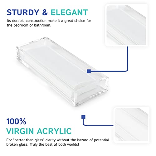 Huang Acrylic Clear Hand Towel Tray 11"x4" (10.5"x3.5" Internal) | for Bathrooms, Kitchens, Hosting, Picnics, Parties | Long Lasting Premium Acrylic Construction