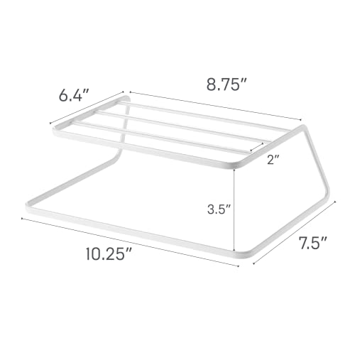 Yamazaki Home Dish Shelf Organizer & Storage for Kitchen Cabinets | Steel | Riser, One Size, White