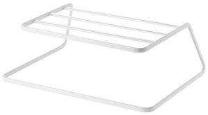 yamazaki home dish shelf organizer & storage for kitchen cabinets | steel | riser, one size, white