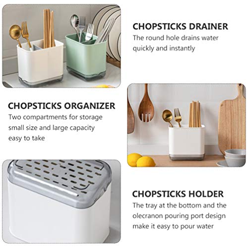 DOITOOL Kitchen Utensils Holder Chopstick Holder Drying Rack for Plastic Utensil Crock Cutlery Caddy Drainer Organizer for Forks Spoons Knives Kitchenware