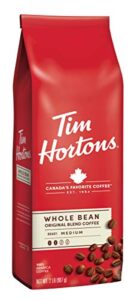 tim hortons whole bean original, medium roast coffee, made with 100% arabica beans, 32 ounce bag