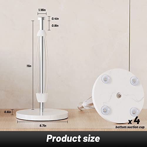 VEHHE Paper Towel Holder, Marble Paper Towel Holder Countertop Heavy Weighted, Paper Towel Stand with Suction Cups Free-Standing, Perfect Tear Paper Kitchen Towel Holder