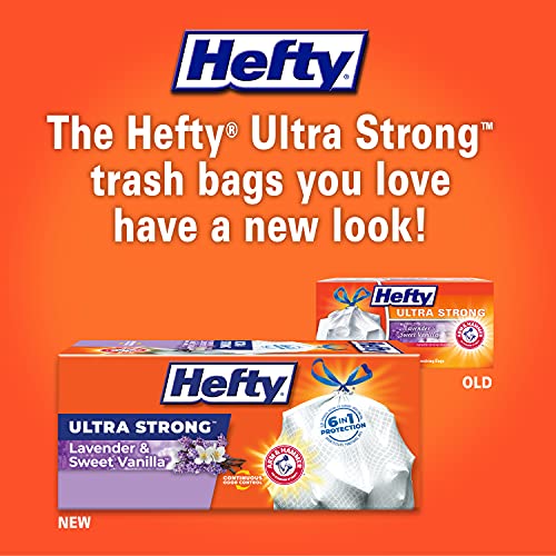 Hefty Ultra Strong Tall Kitchen Trash Bags, Lavender & Sweet Vanilla Scent, 13 Gallon, 80 Count