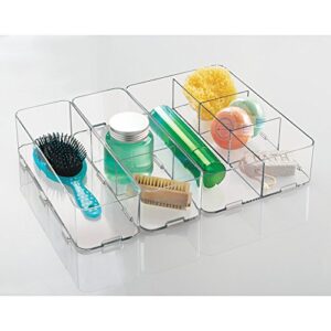 iDesign Clarity Bathroom Interlocking Drawer Organizer for Cosmetics, Beauty Products, Hair Accessories - Extra Large, Clear 12-inch x 4-inch x 3-inch