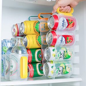 DNIEBW Refrigerator Organizer Bins 3 Pack Soda Can Organizer for Refrigerator Clear Stackable Can Holder Dispenser with Handle for Fridge, Pantry, Freezer - Canned Food Pantry Storage Rack 12 Cans