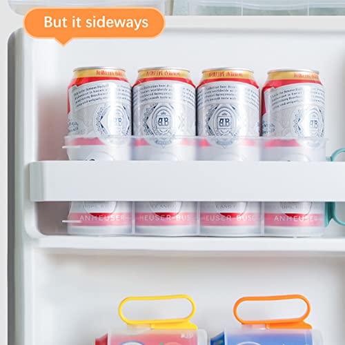 DNIEBW Refrigerator Organizer Bins 3 Pack Soda Can Organizer for Refrigerator Clear Stackable Can Holder Dispenser with Handle for Fridge, Pantry, Freezer - Canned Food Pantry Storage Rack 12 Cans