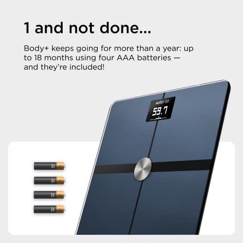 Withings Body+ Smart Wi-Fi bathroom scale - Scale for Body Weight - Digital Scale and Smart Monitor Incl. Body Composition Scales with Body Fat and Weight loss management, body scale