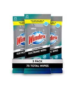 windex electronics screen wipes for computers, phones, televisions and more, 25 count – pack of 3 (75 total wipes)