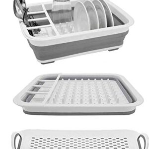 Collapsible Dish Drying Rack with Drain Board Tray Foldable Dish Drying Rack Pop up Dishes Dinnerware Organizer Dish Rack RV Accessories Camping Supplies Camper Accessories for Travel Trailers