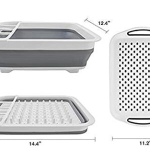 Collapsible Dish Drying Rack with Drain Board Tray Foldable Dish Drying Rack Pop up Dishes Dinnerware Organizer Dish Rack RV Accessories Camping Supplies Camper Accessories for Travel Trailers