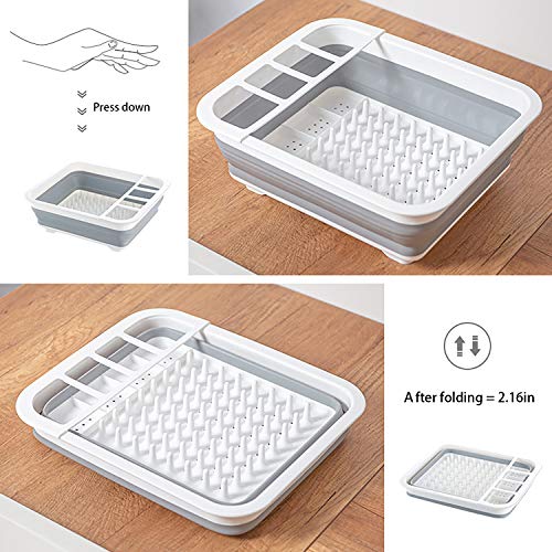 Collapsible Dish Drying Rack with Drain Board Tray Foldable Dish Drying Rack Pop up Dishes Dinnerware Organizer Dish Rack RV Accessories Camping Supplies Camper Accessories for Travel Trailers