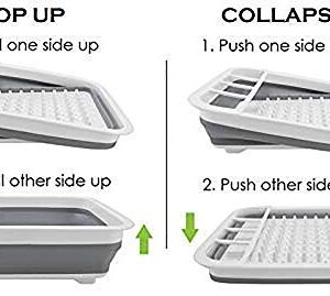 Collapsible Dish Drying Rack with Drain Board Tray Foldable Dish Drying Rack Pop up Dishes Dinnerware Organizer Dish Rack RV Accessories Camping Supplies Camper Accessories for Travel Trailers