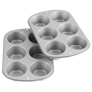 wilton recipe right non-stick 6 cup jumbo muffin pan, 2 count (pack of 1)