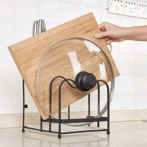 ShiSyan Pan Lid Holder Multifunction Kitchen Countertop Rack Pan Rack Holder Cutting Board Pot & Pan Racks (Color : Black, Size : 18.5×22.5×32.5cm) Kitchen Drain Rack