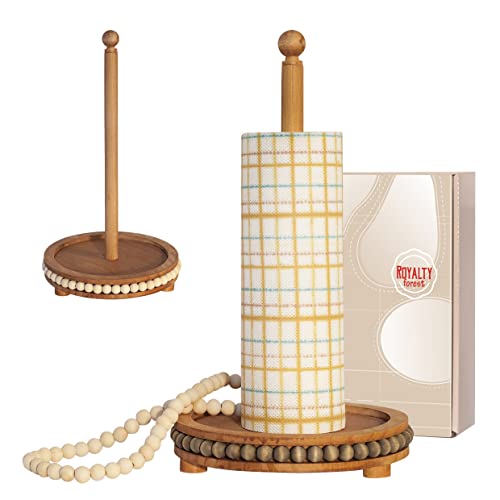 Royalty Forest Farmhouse Paper Towel Holder Wood – Handmade Wooden Paper Towel Holder Countertop for Kitchen – Brown Rustic Paper Towel Holder – Boho Decor