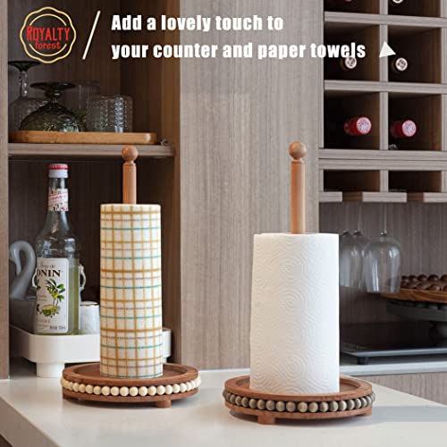 Royalty Forest Farmhouse Paper Towel Holder Wood – Handmade Wooden Paper Towel Holder Countertop for Kitchen – Brown Rustic Paper Towel Holder – Boho Decor